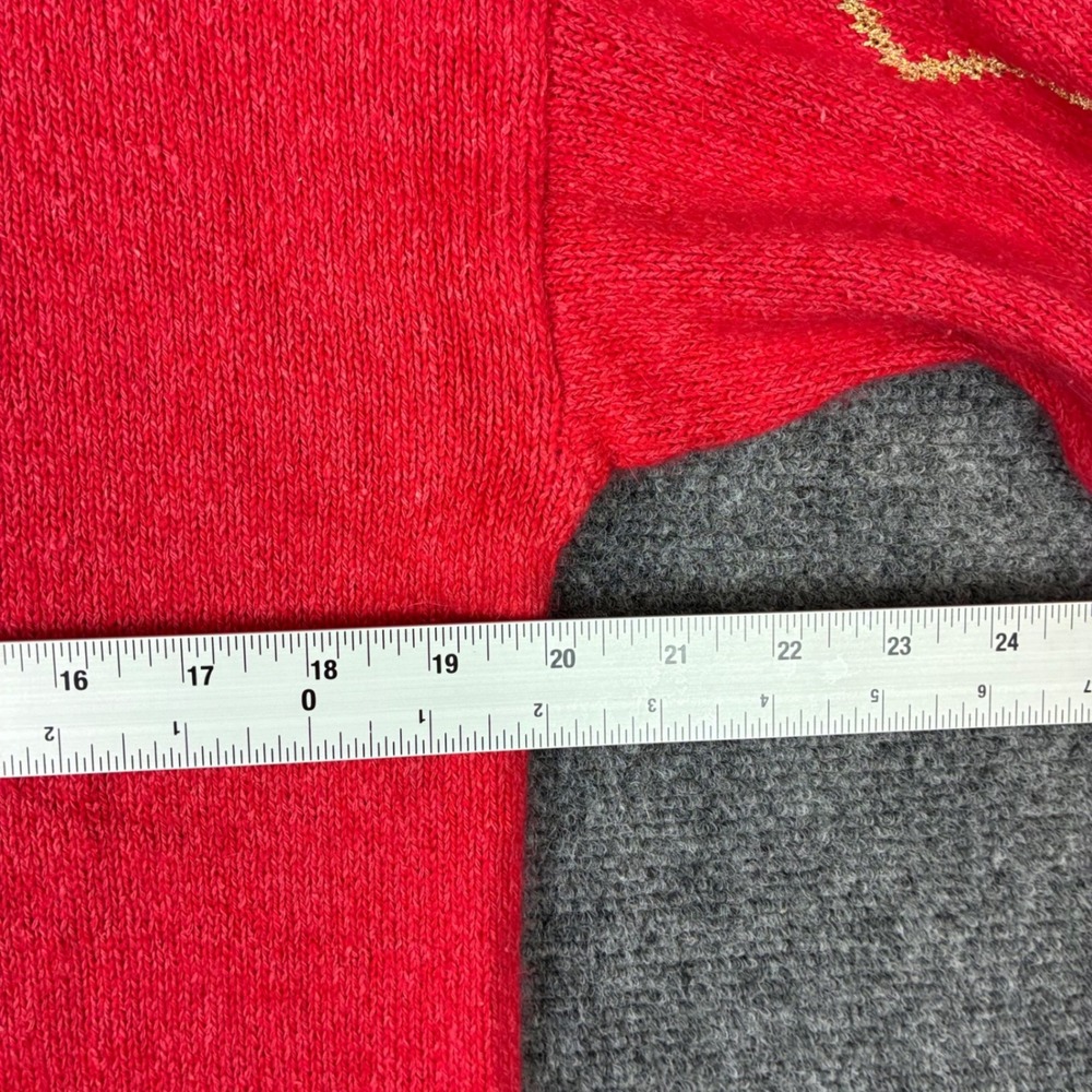 Eddie Dassin Vintage Red Silk Angora Argyle Mock Neck Sweater Womens Size Medium - Picture 4 of 8